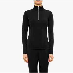 NILS Black Robin Pullover 1/3 Zip Long Sleeve Shirt, Size Medium, Black